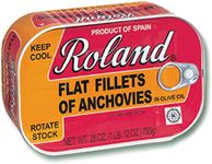 Roland Foods Flat Anchovy Fillets Packed in Olive Oil, Wild Caught from Spain, 28 OZ Can