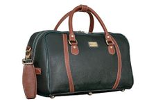 BRAND LEATHER Genuine Leather Travel Weekender Overnight Duffel Bag Gym Sports Luggage Tote Duffle Bags for Men (Green)