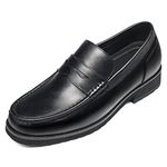 CHAMARIPA Mens Elevator Loafers - High Heel Lifting Shoes - Black Men's Penny Loafers 2.36 Inches, 9 UK