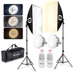 Tocoan Softbox Photography Lighting Kit, 27 x 20 inches Photo Studio Equipment & Continuous Lighting System with LED Bulbs Professional Studio Lighting, Live Streaming, YouTube (3color Mode)