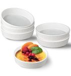 Ramekins 8 oz - Oven Safe Shallow Ramekins for Creme Brulee Dishes- Ceramic Souffle Dishes Quiche Dish Mini Tart Pans for Individual Serving,White Puddings Cups Small Pie Pan Sauce Ramekins Set of 6