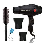 Turbo Power 3200 Black Twin Turbo Hair Dryer with Hair Brush RPM 12 for Smooth, Soft, Silky Hair
