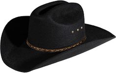 Enimay Western Cowboy & Cowgirl Hat Pinch Front Wide Brim Style (Small | Medium, Faux Felt Black)