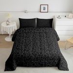 Castle Fairy Leopard Print Comforter Set,Black Wild Animal Skin Bedding Set Kids Teens Modern Decor,African Cheetah Wildlife Comforter with 1 Pillowcase for All Seasons,Twin