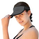 Sun Visors Hats for Womens Mens Beach Hat Accessories Summer Straw Sunhat Fashion Foldable Wide Brim Sombreros Ponytail Para Mujer Para Caps UV Protection for Running Hiking Football Golf Grey Black