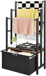 Freestanding Towel Rack with Drawers, SDXYSTCE 3 Tiers Standing Blanket Racks for Bedroom, 23.6" L x 11.8" W x 43.3" H, Blanket Holder with Shelf, Upgrade Steady Design,Rustic Brown