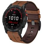 Leather Strap Garmin Fenix 7X Band, 26mm QuickFit Genuine Leather Band Replacement Strap for Garmin Fenix 7X/Fenix 6X/Fenix 6X Pro/Fenix 5X/Fenix 5X Plus/Fenix 3/HR/Descent MK1/D2 Delta PX/D2 Charlie