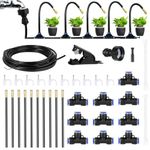 Mist Cooling Automatic Irrigation System-Misting System 33FT Misting Line & 10 Brass Misting Nozzles-Water Hose Mister Kit Sprinkler System for Outside Patio Outdoor Garden Greenhouse Trampoline Pool