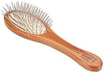 Bass Brushes Small Oval Wire Pet Brush with Bamboo Wood Handle