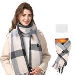 LINGSFIRE Heated Scarf for Women Man Rechargeable Electric Heating Scarf Cordless Neck Heating Pad Portable Battery Operated Heated Neck Scarf Auto Shut Off Electric Scarf Warmer with 3 Temperature