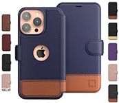 LUPA Legacy iPhone 14 Pro Case Wallet for Women and Men, Case with Card Holder, for Apple 14 Pro (6.1”), Vegan Leather i-Phone Cover [Slim and Protective] Phone Case, Blue & Brown, Desert Sky