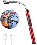 MOSUO Candle Lighter, Rechargeable Electric Arc Lighter Ignition Lighter with USB Cable, Windproof Flameless Electronic Lighters for Kitchen, Barbecue, Candles, Gas Stove, BBQ, Fireworks, Red