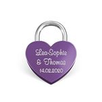 LIEBESSCHLOSS-FACTORY Engraved Heart-Shaped Mini Padlock Purple, Gift-Box and Much More… Get Your Customized Little Love-Lock Now!