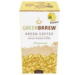 Greenbrrew Lemon Instant Coffee Premix | 100% Unroasted Arabica Coffee Beans | Green Coffee Extract ("PL-AAA") + Probiotics | Hot & Cold Coffee | 20 Sachets, 60g