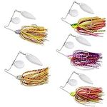 5 Pieces Fishing Lures Spinners Baits, Spoon Sequin Buzzbait Trailer Topwater Jig Swimbait for Bass Mackerel Catfish Trout