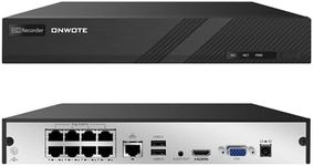 ONWOTE 8 Channel 4K 8MP NVR (Built-in 8 PoE Ports), Video Audio Security Recorder, Only Work with ONWOTE 8MP/ 6MP/ 5MP PoE IP Cameras, 8-CH Synchro Playback, 8CH NVR with NO Hard Drive