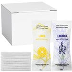 Treela 200 Pcs White Moist Cotton Towel 8.7" x 8.7" Inch Disposable Face Towels Moist Towelettes Individually Wrapped, Lemon and Lavender Scent