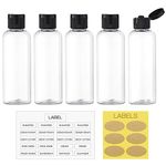 Lisapack 3.4Oz Travel Bottles with Flip Cap (5 Pcs) Empty Transparent Dispenser Container for Travel Size Cosmetics (100ml, Clear)