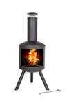 La Hacienda Barola Contemporary Steel Chiminea Patio Heater Outdoor Black