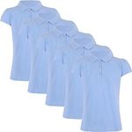 A2Z 4 Kids Girls Plain Shirts Summer Tank Top and Tees - Girls Polo Shirt Sky Blue 5 Pack 11-12