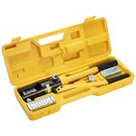 HSEAMALL 16Tons Hydraulic Crimping Tool 13 Dies, Electric Battery Cable Wire Lug Terminal Hydraulic Crimper 8-300mm²