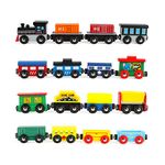 Wondertoys Wooden Train Set 16 PCS Train Toys Magnetic Set Includes Storage Bag - Wooden Train Track Accessories - Wooden Magnetic Train Set for Kids Boys and Girls