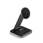 Satechi 2 in 1 Wireless Charger, Qi2 15W Dual Wireless Charger Stand, Magnetic, Foldable Travel Charger Station for iPhone 15/14/13/12, and AirPods Pro/3/2