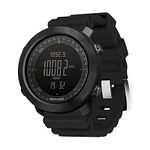 HXHH Outdoor Sports Smart Watch, Silicone Tactical Watch With Altimeter, Barometer, Compass And Thermometer, 50M Waterproof Military Watch, Multifunctional Fitness Tracker,Black