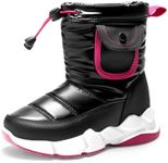 DREAM PAIRS Boys Girls Snow Boots Water Resistant Non-Slip Mid Calf Faux Fur Lining Lightweight Athletic Outdoor Warm Winter Shoes for Little/Big Kids,Size 1 Little Kid,Black/Hot Pink,SDSB2404K