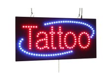 Tattoo Sign, 24"x12", 60x30cm, TOPKING, Signage, LED, Bright, Open, Signboard, Display, Grand Opening, Gift