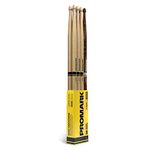 ProMark Drum Sticks - Rebound 5B Drumsticks - FireGrain For Playing Harder, Longer - Rear Weighted Feel - Lacquer Finish, Acorn Tip, Hickory Wood - 3 Pairs of Rebound 5B + 1 Pair of FireGrain 5B