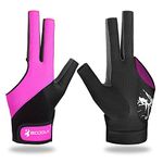 YFY Billiard Pool Gloves for Left Hand 3 Finger, Splicing Process, Snooker Cue Sport Glove Popular Sizes for Men & Women (Pink, M)