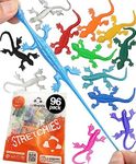 UpBrands 96 Super Stretchy Lizards Toys 3" Bulk Set, 12 Glitter Colors, Kit for Birthday Party Favors for Kids, Goodie Bags, Easter Egg Basket Stuffers, Pinata Filler, Classroom Prizes