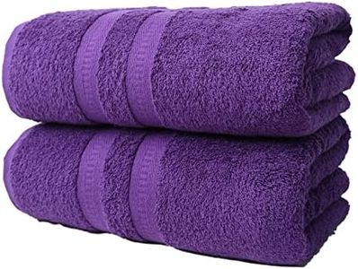 FB 2x Extra Large Super Jumbo Bath Sheets (100 x 200 cm-600 GSM) Luxury 100% Egyptian Combed Cotton Towel Super Soft Premium Hotel Quality Quick Dry Bathroom Towels Set (Purple)