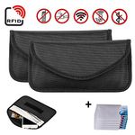 Newseego RFID Signal Blocker Pouch for Phone(2 Pack), 5x RFID Credit Card Sleeves | Anti Theft RFID Faraday Car Key Pocket, Fob & Cell Phone Blocking Bag, Faraday Privacy Key Fob Bag - (Black)