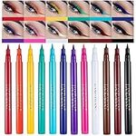 12 Colours Liquid Eyeliner Set Rainbow Colourful Neon Eyeliner Pencil White Black Blue Waterproof Smudge-proof Long Lasting Eye Liner Makeup Gift Kit for Women