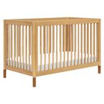 Babyletto Gelato 4-in-1 Convertible Crib with Toddler Bed Conversion in Honey with Vegan Tan Leather Feet, Greenguard Gold Certified