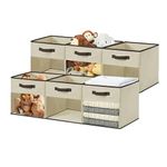 DECOMOMO Cube Storage Bin Foldable Storage Baskets with See Through Window for Shelves Toys Nursery Closet Bathroom (Cube 11" / 6pcs, Beige)