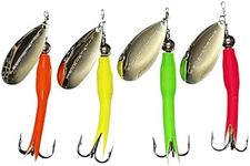 Silvertron Weighted Salmon Lures - Four(4) Pack - Salmon Super S - Steelhead, Trout Rivers (Pink, Green, Orange, Chartreuse)