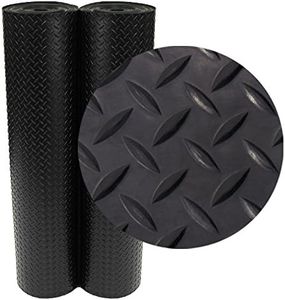 Rubber-Cal "Diamond-Plate" Rubber Flooring Rolls - 3 mm x 4 ft x 2 ft Rolls - Black