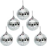 The Decor Affair 6 pcs 2.4 Inch Mirror Disco Ball Ornaments Christmas Hanging Balls Xmas Party Wedding Home Tree Decoration with Cosmos Fastening Strap.