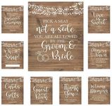 Hadley Designs 9 Rustic Wedding Signs for Ceremony and Reception Unplugged Ceremony Sign for Reception Signs, Pick A Seat Not A Side Wedding Sign Set, Love is Sweet Sign for Dessert Table for Wedding