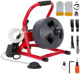 50Ft x 5/16 Inch Drain Cleaner Machine, Drain Auger Professional for 3/4 to 3 Inch Pipes, Foot Switch with 6 Cutters, Glove, Drain Auger Cleaner Sewer Snake