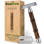 Double Edge Safety Razor Silver | Zero Waste Razor for Men and Women | Bamboo Handle | Eco-Friendly and Reusable | Thin Safety Razor Metal | Bambaw