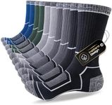 inaWarm Mens Socks, Breathable and Moisture Wicking Outdoor Performance Hiking Socks, Thick Cushioned Anti-Blister Crew Sock for Athletic, Work, Sports, Trekking, Walking, 5 Pairs
