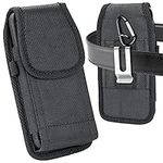 Heavy Duty Rugged Nylon Holster Carrying Phone Case with Belt Clip for iPhone 14/14 Pro/13/ 13 Pro/ 13 Mini/ 11 Pro/12/12 Mini/12 Pro/XS and Other Under 4.7 inch (Fits Cellphone with Slim case)