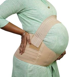 MOELELO Pregnancy Support Belt 3 in 1 Pre Natal-Belly Band, Breathable Adjustable Abdominal Binder Pelvic Waist Support, Helps in Back Pain, Pre and Postpartum, XXL, Beige