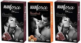 Manforce Chocolate(Wild)(20 Condoms) Flavor, Hazelnut Flavor Extra Dotted Condom For Men (10 Condoms) Total 30 Condoms