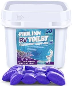 PAULINN RV Toilet Treatment Drop Ins, 50 Packs Septic Tank Treatment Pods Holding Tank Deodorizer for RV Black & Grey Water Tank Camper Marine Boat Camping, Lavender