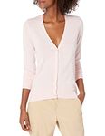 Amazon Essentials Women's Classic Fit Lightweight Long-Sleeve V-Neck Cardigan Sweater, Light Pink, Medium